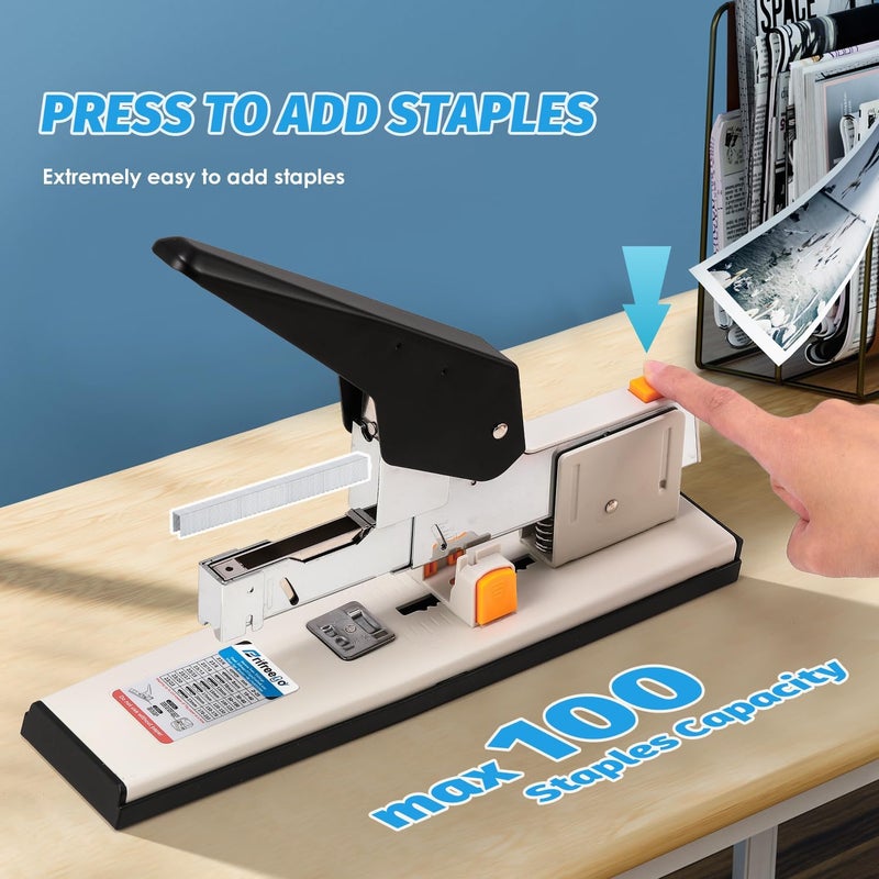 Frifreego Heavy Duty Stapler 210 Sheets Capacity, Effortless Office School Stapler with Adjustable Stapling Width of 60mm (2.36") with 4000 Staples, White - Image 3